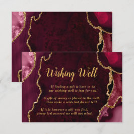 Red and Gold Agate Wedding Wishing Well Tilläggskort
