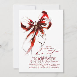 Red and Gold Bow Elegant Whimsical Bridal Shower Inbjudningar