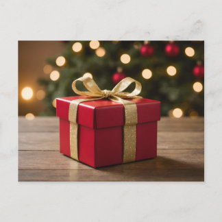 Red And Gold Christmas Gift Helg Vykort