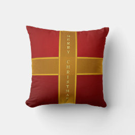 Red and Gold Gift Wrapped Merry Christmas Design Kudde