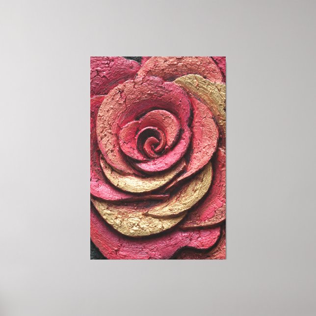 Red and Gold Rose Texture Abstract Wall Art Canvastryck (Framsida)