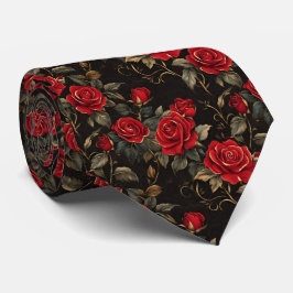 Red and Gold Roses On Black Slips