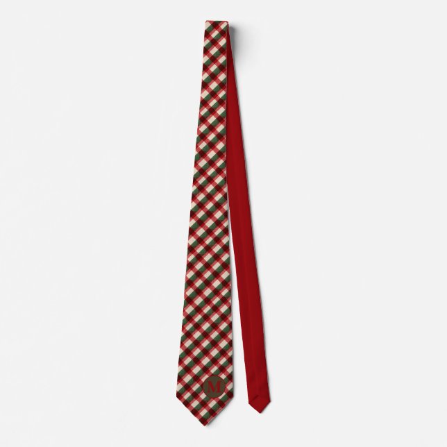 Red and Green Buffalo Plaid Christmas Neck Tie Slips (Framsida)