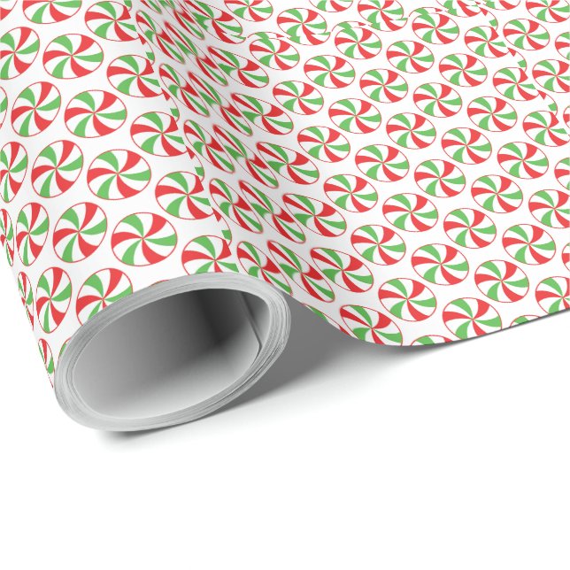 Red and Green Candy Cane Christmas Wrapping Paper Presentpapper (Rullad Hörn)