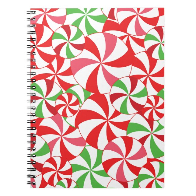 Red and Green Christmas Candy Cane Notebook Anteckningsbok (Framsidan)