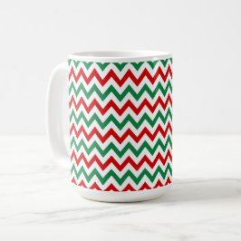 Red and Green Christmas Chevron Coffee Cup Mug Kaffemugg
