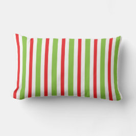Red and Green Christmas Stripped Throw Pillow Lumbarkudde
