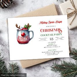 Red and green festive cocktails party invitation inbjudningar
