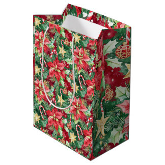 Red and Green Holiday Floral Candy Cane