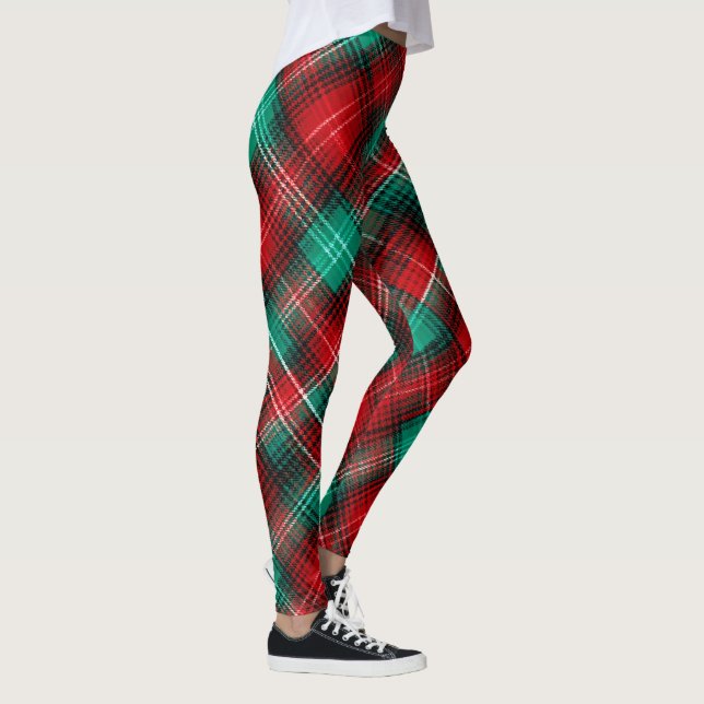 Red and green holiday plaid leggings (Höger)