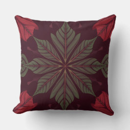Red and Green Leaf Square Throw Pillow Kudde