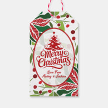 Red and Green Poinsettia Gift Tag