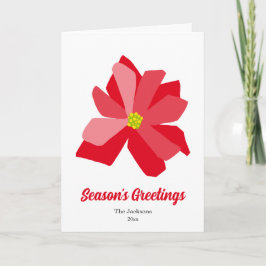Red and Green Poinsettia Illustration Helgkort