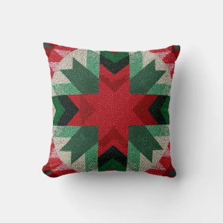 Red and green quilt star design kudde