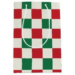 Red and Green Retro Holiday Check Pattern