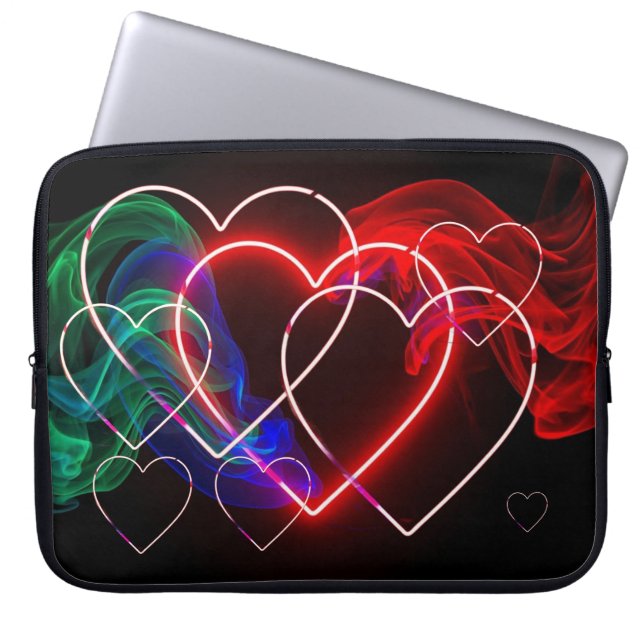Red and Green Smoke on Valentines Electronics Bag Laptop Fodral (Framsidan)