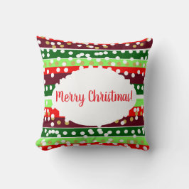 Red and Green Stripes Polka Dots Christmas  Kudde