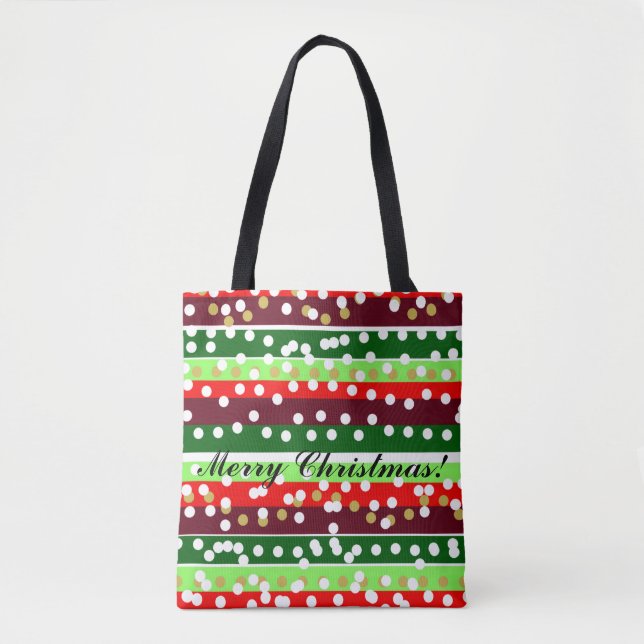 Red and Green Stripes Polka Dots Christmas  Tygkasse (Framsida)