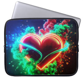 Red and Green Valentine Heart on Electronics Bag Laptop Fodral