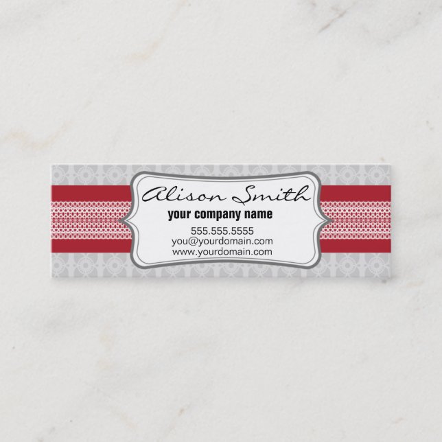 Red and grey tag mini visitkort (Framsida)