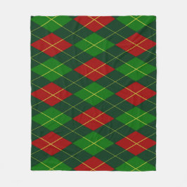 Red and Grönt Argyle Fleece Blanket