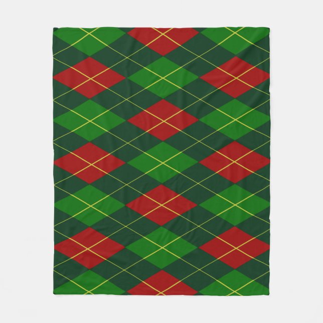 Red and Grönt Argyle Fleece Blanket (Framsidan)