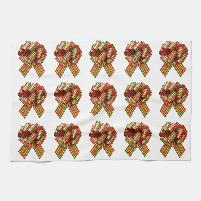 Red and Grönt Bows Kitchen Towel Kökshandduk (Horisontell)