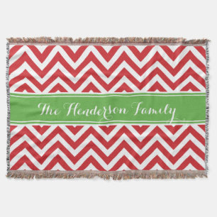 Red and Grönt Chevron Family Monogram Mysfilt