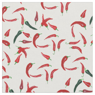 Red and Grönt Chili Pepper Mönster Tyg