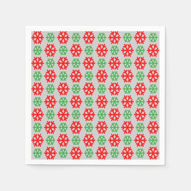 Red and grönt christmas snöflingor pappersservett (Framsidan)
