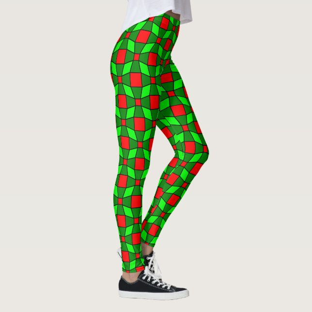 Red and Grönt Complex Mönster Leggings (Höger)