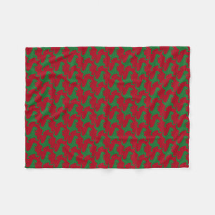 Red and Grönt Dinosaur-jultomten Blanket Fleecefilt