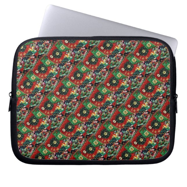 Red and Grönt Electronics Bag Laptop Sleeve (Framsidan)