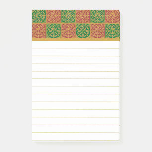 Red and Grönt Fleur-de-lis Mönster Post-it Block