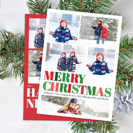 Red and Grönt God jul Photo Collage Julkort
