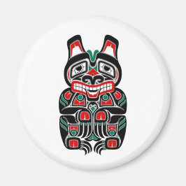 Red and Grönt Haida Spirit Bear Magnet