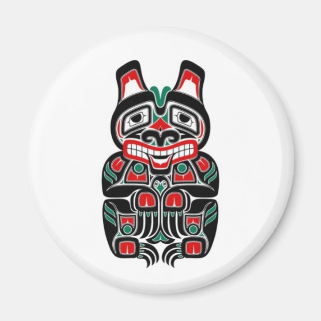 Red and Grönt Haida Spirit Bear Magnet (Framsidan)