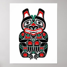 Red and Grönt Haida Spirit Bear Poster