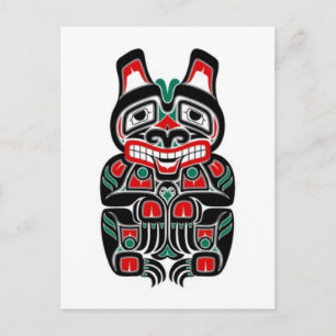 Red and Grönt Haida Spirit Bear Vykort