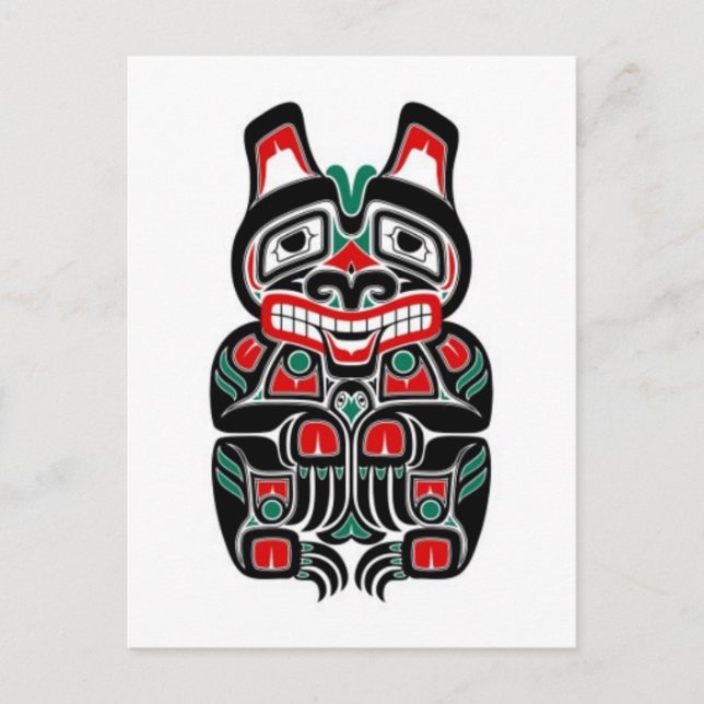 Red and Grönt Haida Spirit Bear Vykort (Framsida)