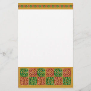 Red and Grönt Helgdag Mönster Stationery Brevpapper