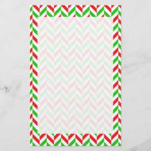 Red and Grönt Herringbone Mönster jul Brevpapper