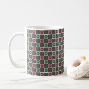 Red and grönt Jul Thenzo Paw print mönster Kaffemugg