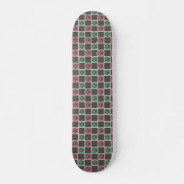 Red and grönt Jul Thenzo Paw print mönster Mini Skateboard Bräda 18,5 Cm