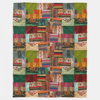 Red and Grönt Kilim Design Patchwork Tapestry Fleecefilt