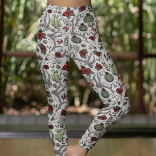 Red and Grönt Land Cowgirl Hjort Skull & Antlers Leggings