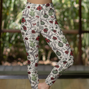 Red and Grönt Land Cowgirl Hjort Skull & Antlers Leggings