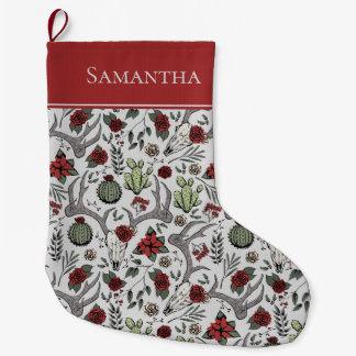 Red and Grönt Land Cowgirl jul Antlers Stor Julstrumpa