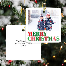 Red and Grönt Modern Photo Anpassningsbar Julgransprydnad Keramik