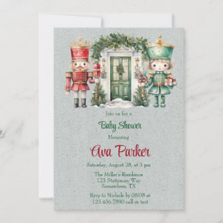 Red and Grönt Nutcracker Baby Shower Inbjudningar